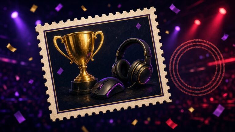 電競選手登上國家郵票!南韓發行 Faker 紀念郵票,史上首位單獨登上郵票的運動員:第一份要送給奶奶 一張帶齒孔邊的空白郵票上畫著電競滑鼠和閃亮獎盃,背景是霓虹燈光的插畫