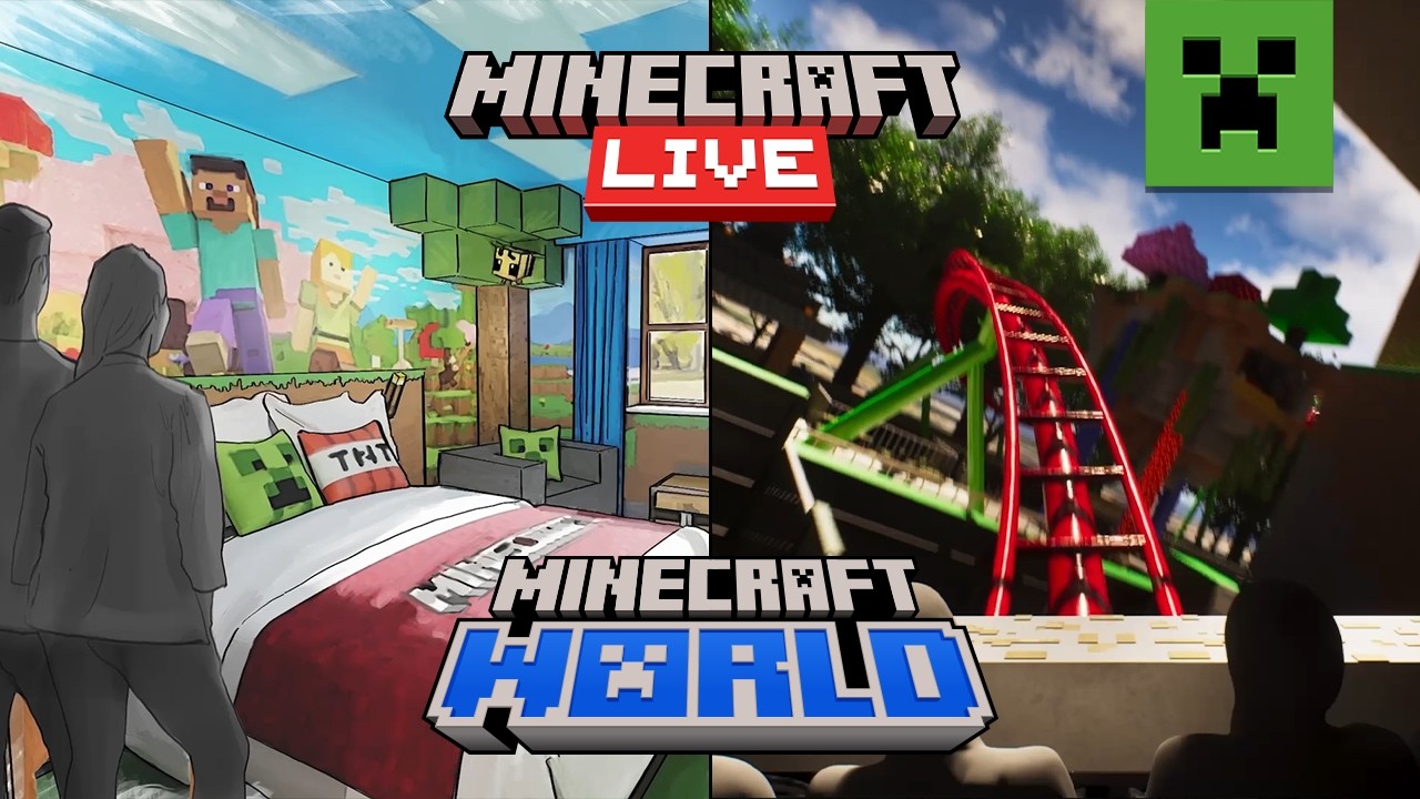 Minecraft LIVE 公布 Minecraft World 雲霄飛車與飯店的影片畫面